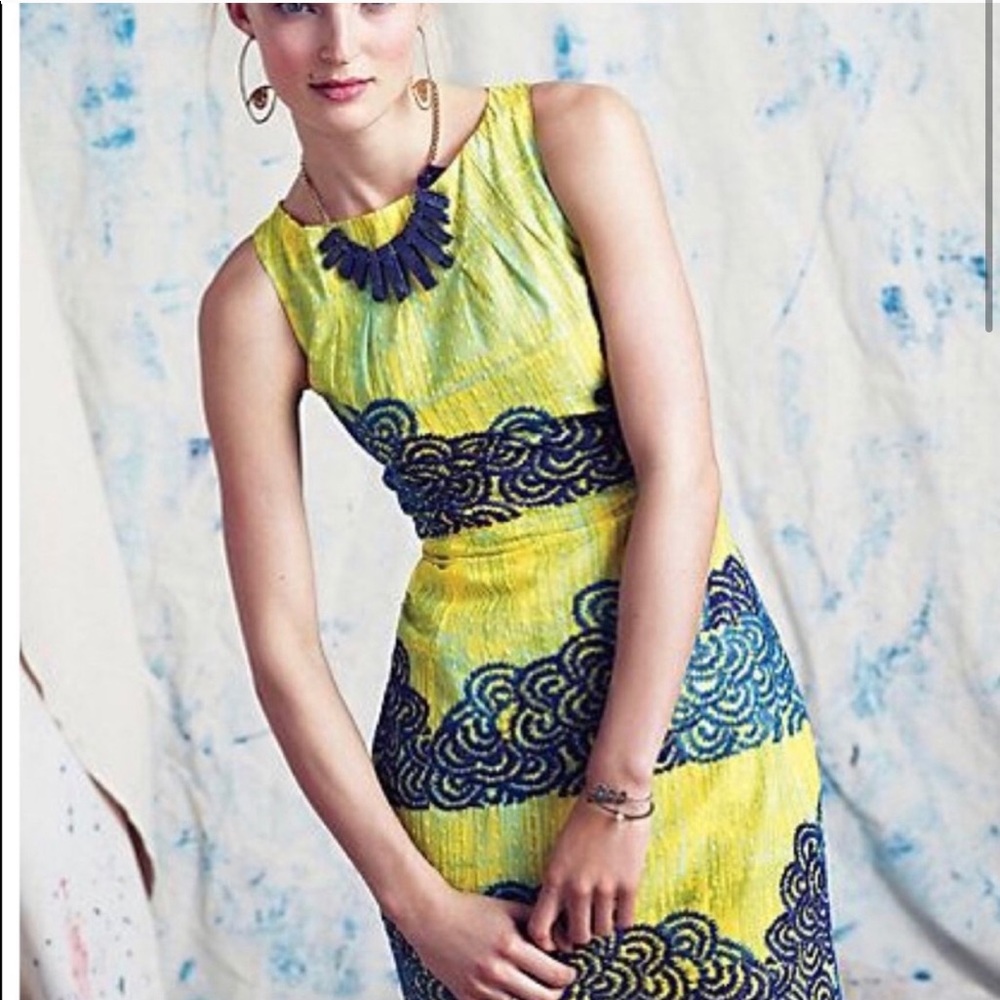 Anthropologie Tabitha Azure Scroll Dress